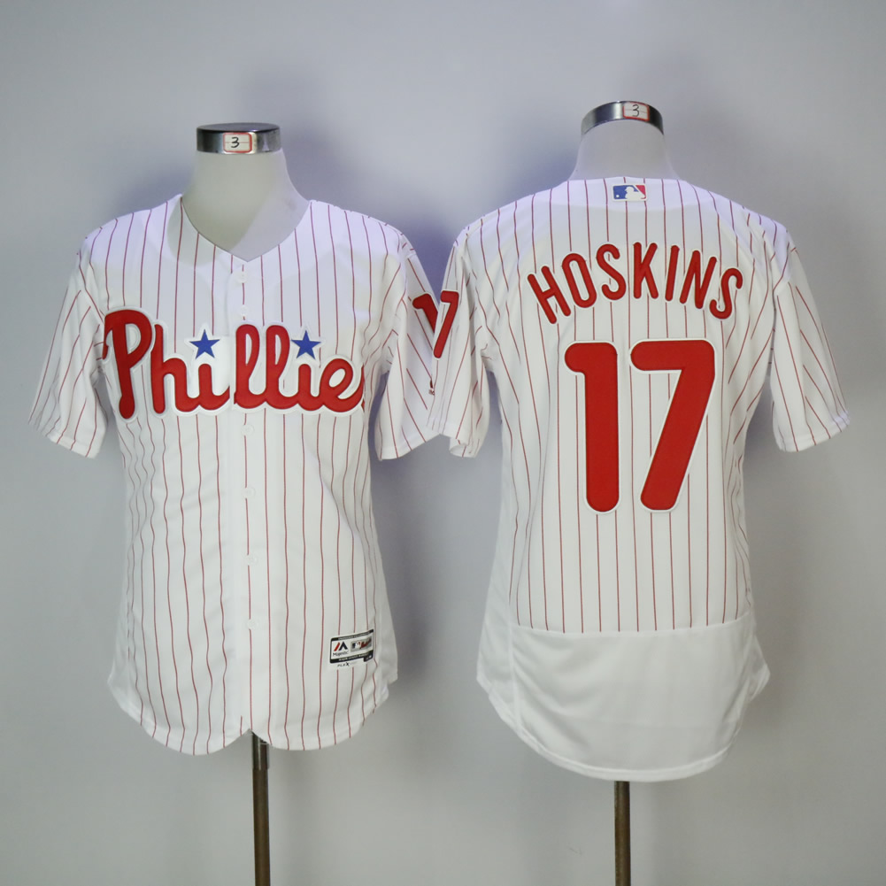 Men Philadelphia Phillies 17 Hoskins White Elite MLB Jerseys
